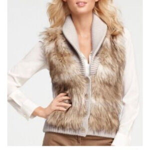 Ann Taylor Women's Sweater Vest Cashmere‎ & Merino Wool Knit Large Y2K Classic